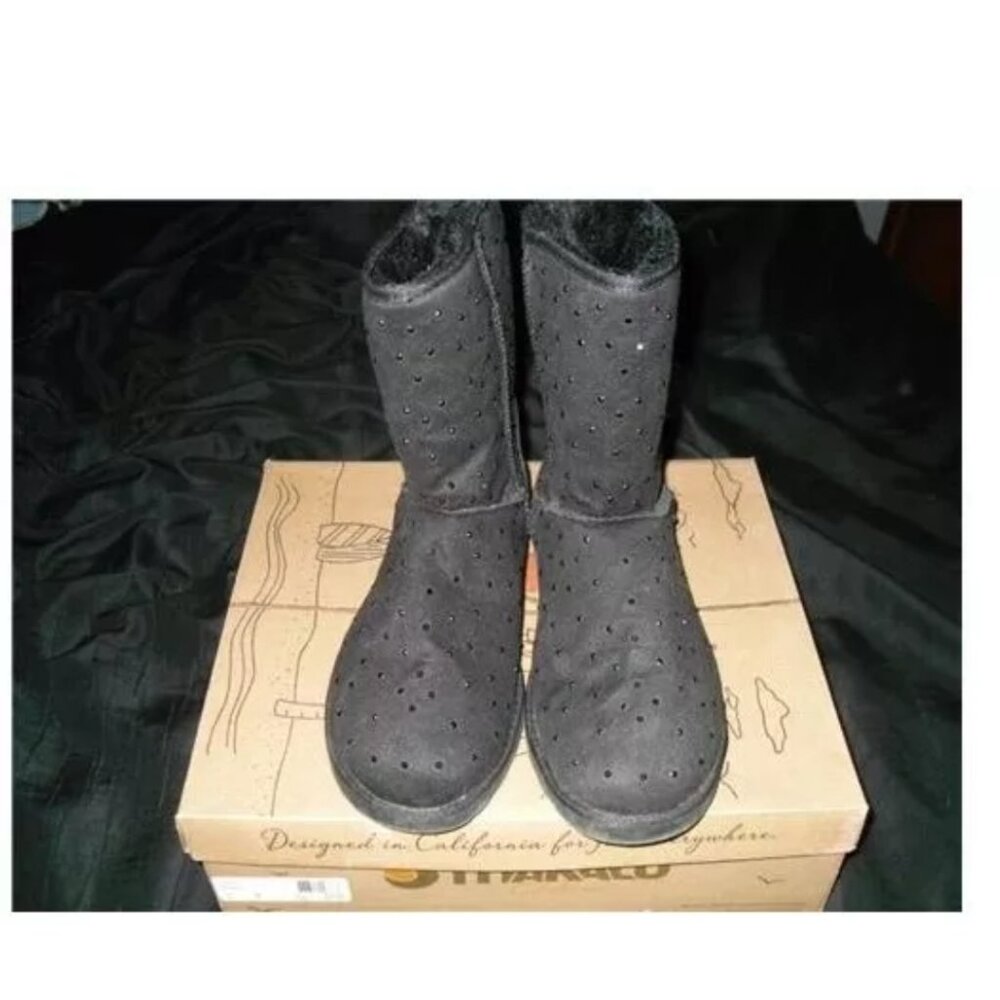 Makalu Black Boots Sparkle Devi Faux Fur Shoes Slippers Size 10 Festival Winter